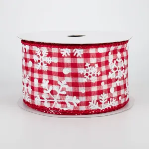 2.5" Falling Snow Check Ribbon: Red & White (10 Yards)