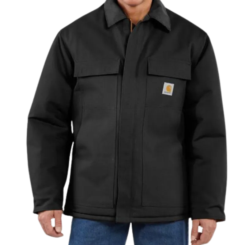 Loose Fit Firm Duck Insulated Traditional Coat | Black