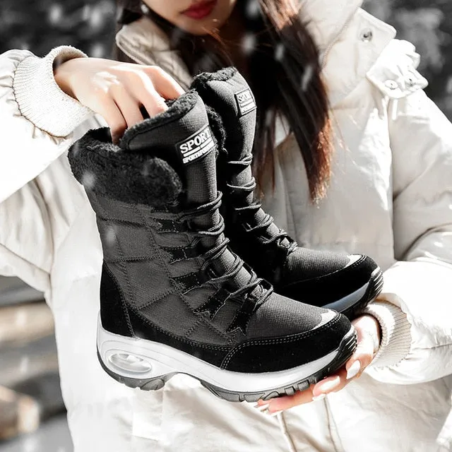 Moipheng Waterproof Women Boots Winter Keep Warm Quality Mid-Calf Snow Boots