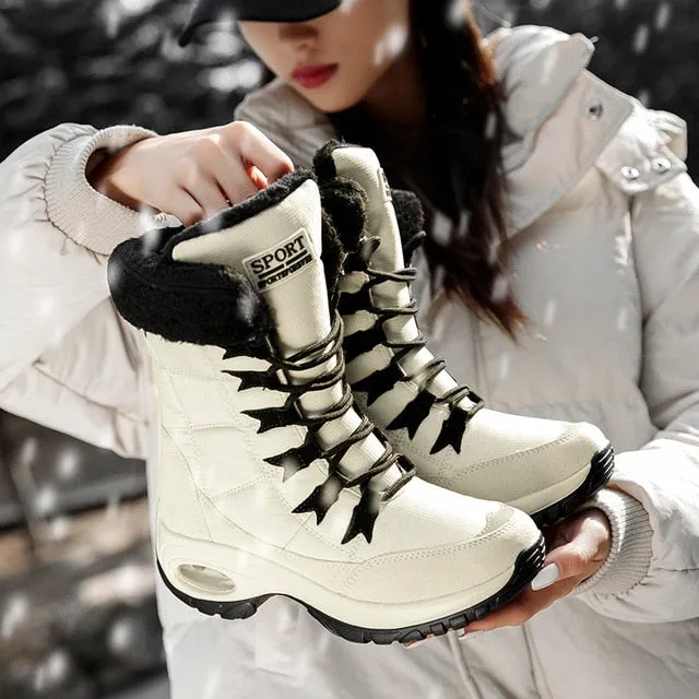 Moipheng Waterproof Women Boots Winter Keep Warm Quality Mid-Calf Snow Boots