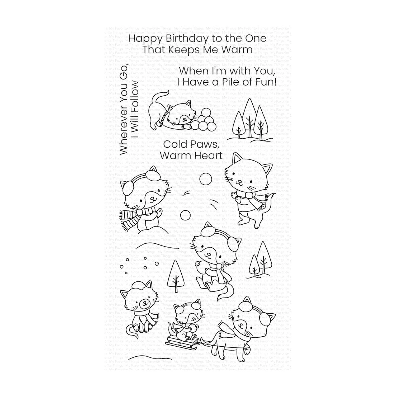 My Favorite Things Clear Stamps 4"x 8" - Winter Kittens*