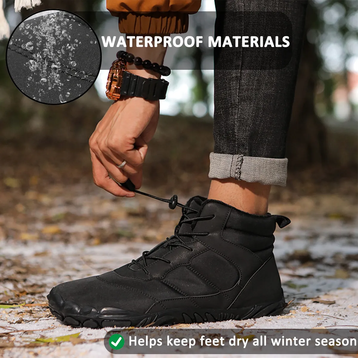 Thick Outdoor Snow Boots Warm Mountaineering Hiking Shoes Footwear Non-slip & Waterproof Winter Barefoot Shoe (Unisex)