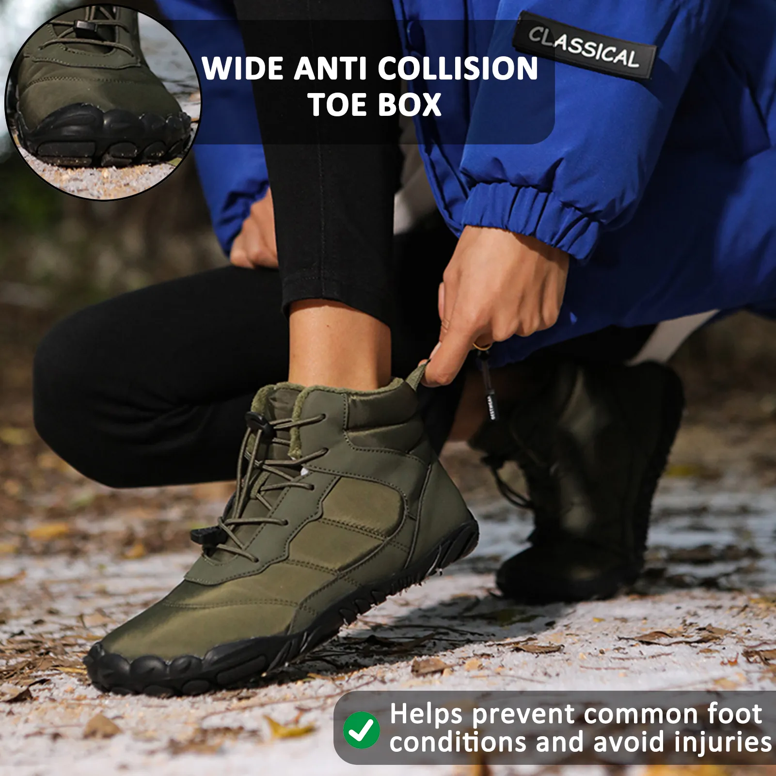 Thick Outdoor Snow Boots Warm Mountaineering Hiking Shoes Footwear Non-slip & Waterproof Winter Barefoot Shoe (Unisex)