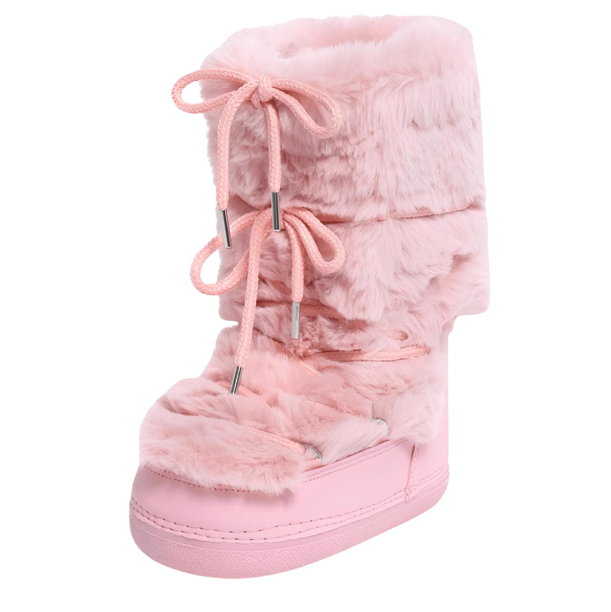 Winter Faux Fur Boots Snow Boots Women Fluffy Fuzzy Furry Faux Fur Boots Middle Calf Platform Pink Black White Furry Boots