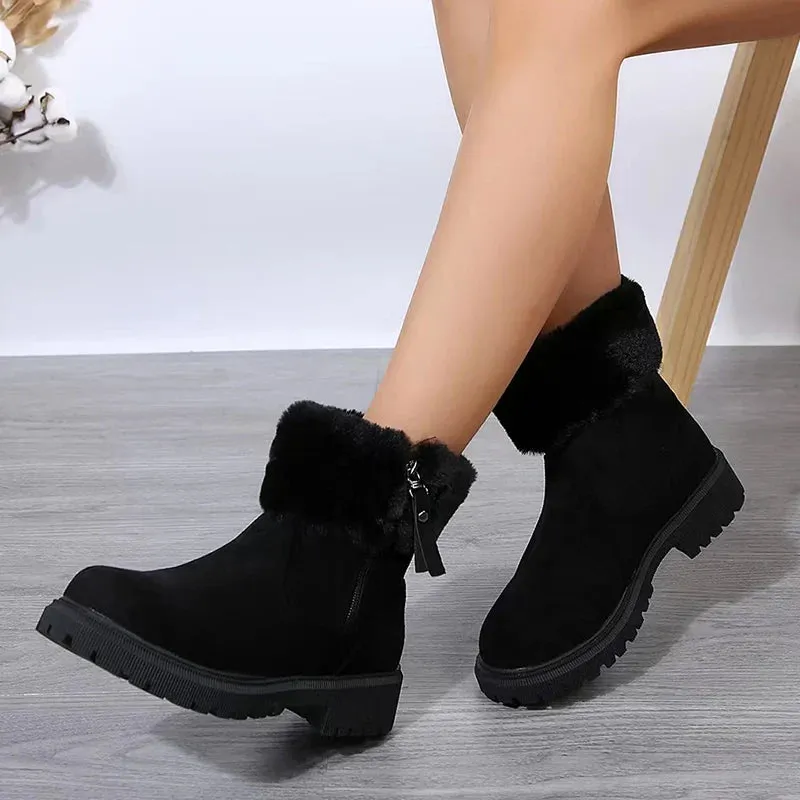 Xajzpa  Furry Faux Fur Snow Boots for Women Anti-Slip Platform Winter Boots Woman Keep Warm Plush Ankle Booties Mujer 43