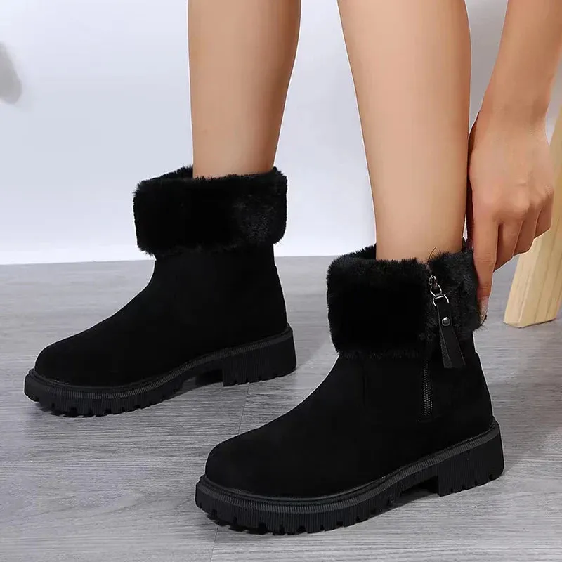 Xajzpa  Furry Faux Fur Snow Boots for Women Anti-Slip Platform Winter Boots Woman Keep Warm Plush Ankle Booties Mujer 43